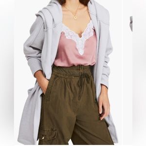 FREE PEOPLE Willow Hooded Cardigan, Gray, Size M/L